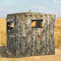 Outsunny Hunting Blind for 2 Person, See Through Pop Up Blind with 270-Degree View, Windows for Deer Hunting, Camouflage(m-3)