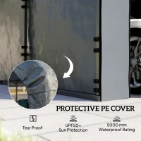 Outsunny Carport Replacement Canopy Cover Sidewalls for 10' x 15' Carport, UPF50+ Waterproof Garage Car Shelter Tarp, Dark Grey(m-5)