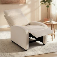 HOMCOM Fabric Recliner Chair Manual Home Theater Seating Single Reclining Sofa Chair with Padded Seat for Living Room, Beige(m-9)