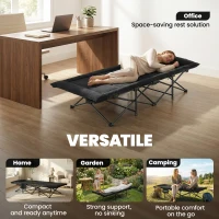 Outsunny Camping Cot for Adults with Padded Cushion, 31.5" Wide Folding Bed with Carry Bag and Non-Slip Feet, Black(m-10)