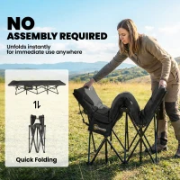 Outsunny Camping Cot for Adults with Padded Cushion, 31.5" Wide Folding Bed with Carry Bag and Non-Slip Feet, Black(m-7)