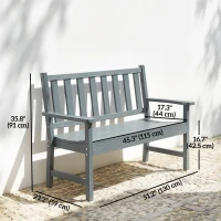 Outsunny Outdoor Bench, HDPE Weatherproof Garden Bench, 2-Person Garden Seating with Slatted Seat(m-3)