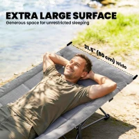 Outsunny Camping Cot for Adults with Padded Cushion, 31.5" Wide Folding Bed with Carry Bag and Non-Slip Feet, Grey(m-5)