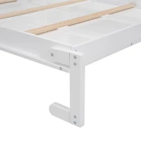 Full Size Murphy Bed with Shelves and LED Lights, Space-Saving Wall Bed with Flexible Slats, 87" L x 81" W x 83.5" H, White(m-10)