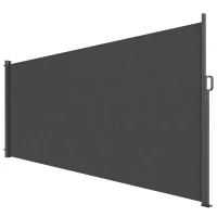 Outsunny Retractable Side Awning, 165" x 73" Outdoor Privacy Screen, Water-Resistant, UV 50+, Dark Grey(m-11)