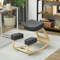 HOMCOM Ergonomic Kneeling Chair, Wood Kneel Stool with Thick Pads, Desk Knee Chair, Improve Posture, Dark Grey(m-9)