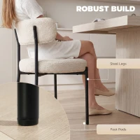 HOMCOM 4 Pieces Kitchen Chairs, Modern Dining Chairs w/ Berber Fleece Upholstery and Steel Legs for Living Room, Beige(m-6)