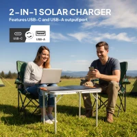 HOMCOM 100W Portable Solar Panel, Foldable Solar Charger with USB-A & USB-C Fast Charging Output, IP67 Waterproof(m-4)