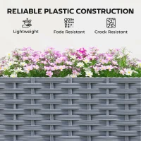 Outsunny Planter Box with Trellis, Self Watering Raised Garden Bed with Lockable Wheels and Drainage Holes, Gray(m-7)