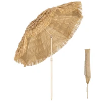 Outsunny 6FT Tiki Umbrella, Outdoor Hawaiian Style Patio Umbrella with 8 Ribs, Carry Bag, Outdoor Tiki Bar, Tropical Palapa(m-11)