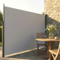 Outsunny Retractable Side Awning, 165" x 73" Outdoor Privacy Screen, Water-Resistant, UV 50+, Light Grey(m-10)