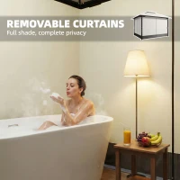 Outsunny 10' x 12' Patio Gazebo, Double Roof Outdoor Gazebo Canopy Shelter with Netting and Curtains, Steel Frame, Light Grey(m-6)