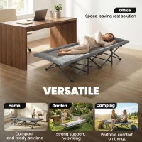 Outsunny Camping Cot for Adults with Padded Cushion, 31.5" Wide Folding Bed with Carry Bag and Non-Slip Feet, Grey(m-10)