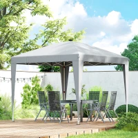 Outsunny 10 x 10 ft Pop Up Canopy Tent with Central Light, UPF 50+ Instant Portable Canopy Shelter with Remote, Light Grey(m-10)