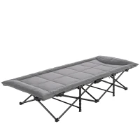 Outsunny Camping Cot for Adults with Padded Cushion, 31.5" Wide Folding Bed with Carry Bag and Non-Slip Feet, Grey(m-2)