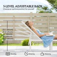 Outsunny Outdoor Lounge Chair, 5-Position Reclining Outdoor Chaise Lounge Tanning Chair with Mesh Seat, Dark Blue(m-4)