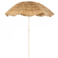 Outsunny 6FT Tiki Umbrella, Outdoor Hawaiian Style Patio Umbrella with 8 Ribs, Carry Bag, Outdoor Tiki Bar, Tropical Palapa(m-1)