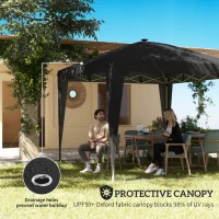 Outsunny 10 x 10 ft Pop Up Canopy Tent with Central Light, UPF 50+ Instant Portable Canopy Shelter with Remote, Black(m-5)