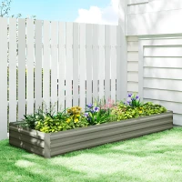 Outsunny 8 x 3 x 1ft Galvanized Raised Garden Bed, Metal Elevated Planter Box for Growing Flowers, Herbs, Succulents, Light Grey(m-1)