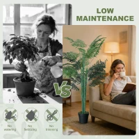 Outsunny 5FT Artificial Palm Tree, Fake Tropical Tree with Lifelike Leaves, Faux Plant in Pot for Indoor Decoration, Green(m-5)