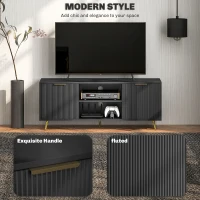 HOMCOM TV Stand with Storage for 55 Inch TV, Modern TV Cabinet with 2 Open Shelves and 2 Cabinets for Living Room, Black(m-4)