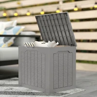 Outsunny 28 Gallon Deck Box, Resin Outdoor Storage Box with Handles, Waterproof and UV Resistant Storage Container(m-9)