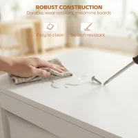 HOMCOM 2 Drawer File Cabinet with Lock, Vertical Filing Cabinet with Adjustable Hanging Bars for A4 and Letter Size, White(m-7)