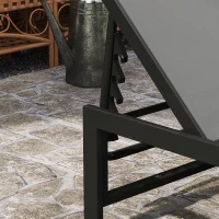 Outsunny Outdoor Lounge Chair Set of 2, 5-Position Reclining Outdoor Chaise Lounge Tanning Chair with Mesh Seat, Grey(m-10)