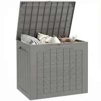 Outsunny 28 Gallon Deck Box, Resin Outdoor Storage Box with Handles, Waterproof and UV Resistant Storage Container(m-11)