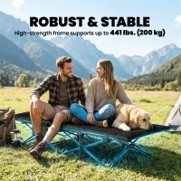 Outsunny Camping Cot for Adults with Padded Cushion, 31.5" Wide Folding Bed with Carry Bag and Non-Slip Feet, Black(m-6)