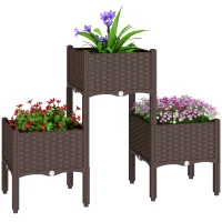 Outsunny Plastic Raised Garden Bed with Legs, Self Watering Elevated Planter Boxes with Drainage Holes and Plugs, Easy Assembly(m-11)