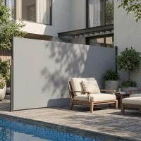 Outsunny Retractable Side Awning, 165" x 73" Outdoor Privacy Screen, Water-Resistant, UV 50+, Light Grey(m-1)