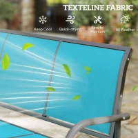 Outsunny 3-Person Outdoor Patio Glider Bench, Porch Glider Swing with 3 Seats, Breathable Mesh Fabric, Metal Frame, Blue(m-6)