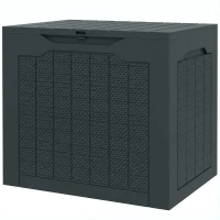 Outsunny 28 Gallon Deck Box, Resin Outdoor Storage Box with Handles, Waterproof and UV Resistant Storage Container(m-2)