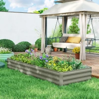 Outsunny 8 x 3 x 1ft Galvanized Raised Garden Bed, Metal Elevated Planter Box for Growing Flowers, Herbs, Succulents, Light Grey(m-8)