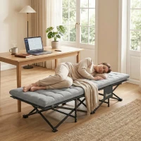 Outsunny Camping Cot with Soft Pad, 32" Extra Wide Folding Cots with Non-Slip Feet and Carry Bag, Grey(m-10)