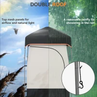 Outsunny Camping Shower Tent, Portable Privacy Shelter with Solar Shower Bag, Removable Floor and Carrying Bag, Black(m-5)