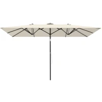 Outsunny Double-Sided Patio Umbrella Parasol with Tilt, Adjustable Height, Vents and 12 Ribs, for Garden, White(m-2)