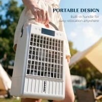 HOMCOM Portable Air Conditioner, 4-in-1 Mini Air Cooler with 4 Wind Speed, 2 Mist Mode, RGB 7 LED Light(m-9)