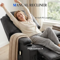 HOMCOM Power Lift Recliner Chair for Elderly, PU Leather Lift Chair with Thick and High Back, Footrest, Remote, Side Pockets, Cup Holders, Reclining Sofa for Living Room, Black(m-5)
