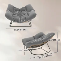 Outsunny Indoor Outdoor Papasan Rocking Chair, Oversized Rocking Egg Chair with Cushion for Garden, Patio, Grey(m-3)