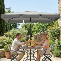 Outsunny 6' x 4' Patio Umbrella with Tilt, Rectangular Outdoor Umbrella for Garden, Grey(m-8)