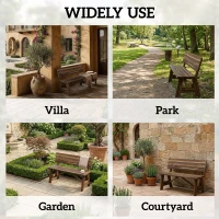 Outsunny Wooden Garden Bench for Outdoor, 2-person Patio Bench, Loveseat Furniture, Carbonized(m-5)