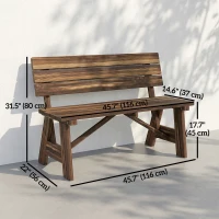 Outsunny Wooden Garden Bench for Outdoor, 2-person Patio Bench, Loveseat Furniture, Carbonized(m-3)