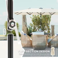 Outsunny Double-Sided Patio Umbrella Parasol with Tilt, Adjustable Height, Vents and 12 Ribs, for Garden, White(m-9)