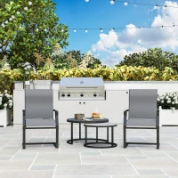 Outsunny C Spring Motion Patio Chairs Set of 2 with Curved High Backrest, Armrest, All Weather Breathable Fabric, Metal Frame(m-10)