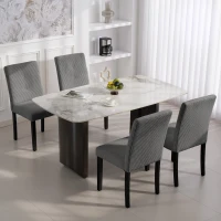 HOMCOM Modern Dining Chairs Set of 4, Kitchen Chairs with Rubberwood Legs and Padded Seat, Dark Grey(m-8)