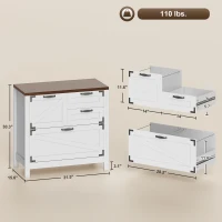 HOMCOM Lateral Filing Cabinet, Farmhouse File Cabinet with 4 Drawers, Fit Letter/A4/Legal Hanging Files, White(m-3)