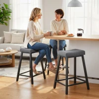 HOMCOM Set of 2 Bar Stools, Velvet Upholstered Counter Stools with Curved Seat and Footrest for Kitchen Island, Grey(m-10)