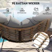 Outsunny Indoor Outdoor Papasan Rocking Chair, Oversized Rocking Egg Chair with Cushion for Garden, Patio, Grey(m-7)